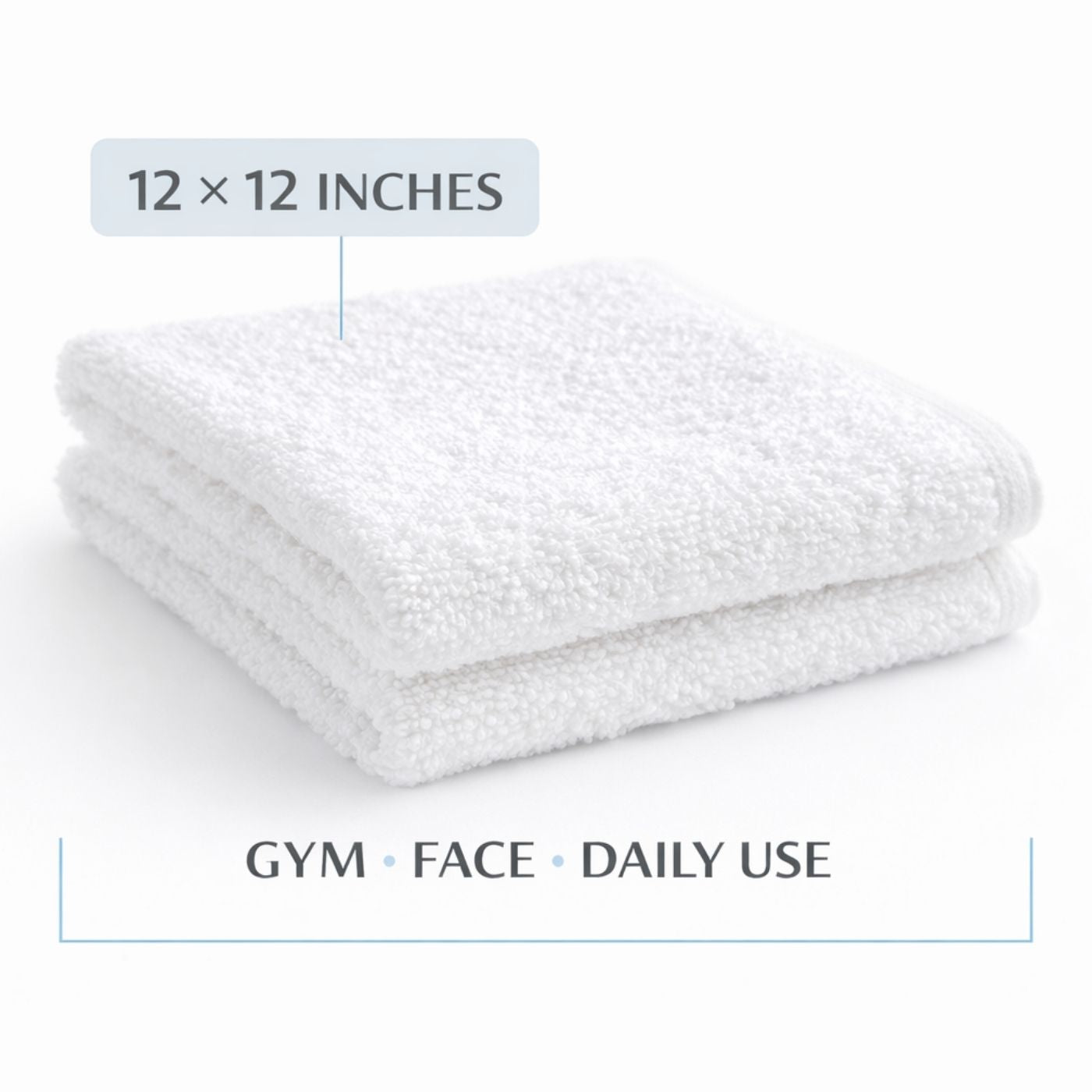 WashCloth 12x12 White 100% Pure Cotton Gym Towel Soft Textiles