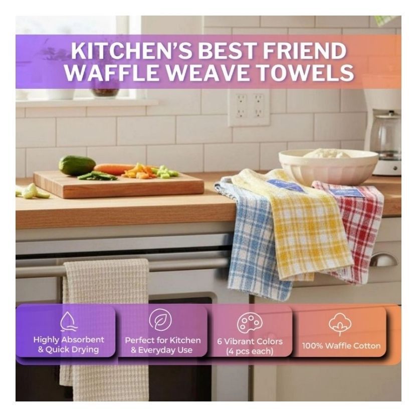 Soft Textiles 12 Pack 100% Cotton Waffle Weave Kitchen Dish Cloths, Ultra Soft 13x13