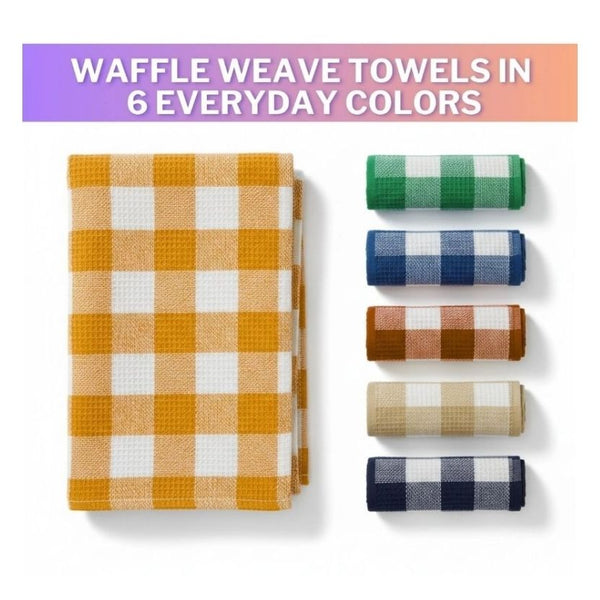 Soft Textiles 12 Pack 100% Cotton Waffle Weave Kitchen Dish Cloths, Ultra Soft 13x13