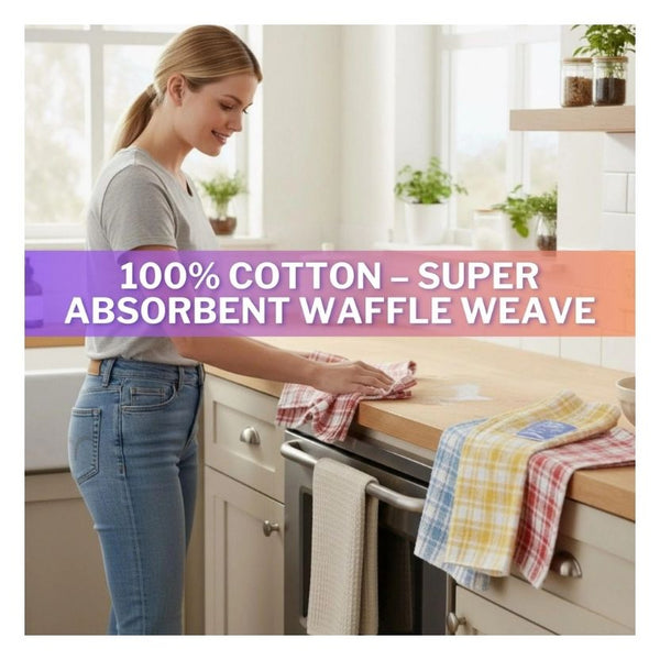 Soft Textiles 12 Pack 100% Cotton Waffle Weave Kitchen Dish Cloths, Ultra Soft 13x13