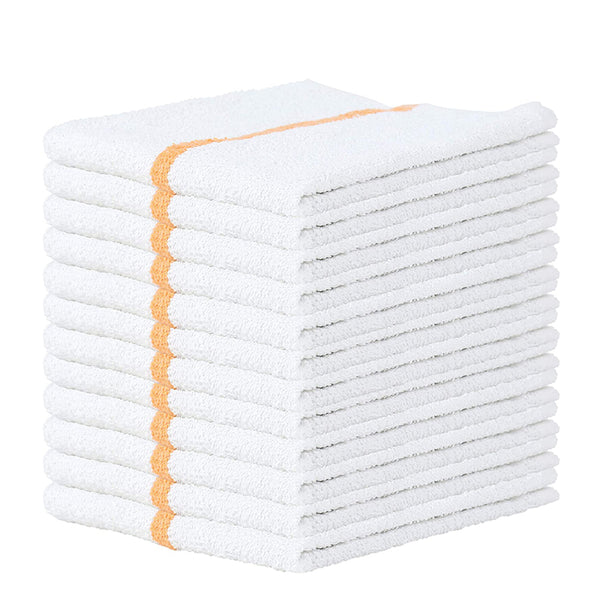 Bar Mop Towel 12-24 Pack Cleaning Kitchen Towels 16"x19" Cotton Yellow Stripe