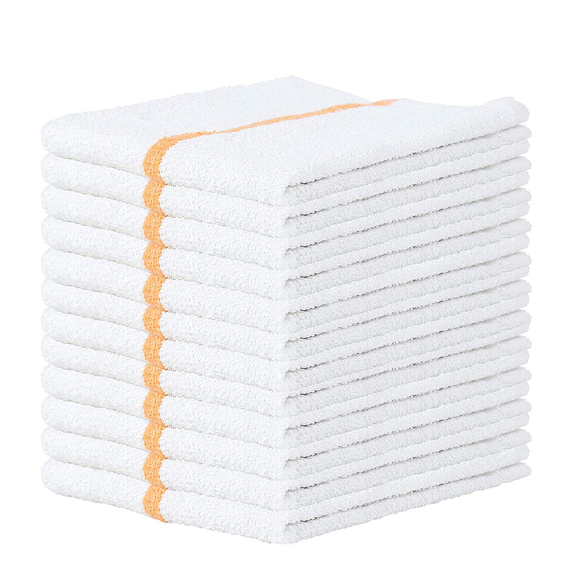Bar Mop Towel 12-24 Pack Cleaning Kitchen Towels 16"x19" Cotton Yellow Stripe