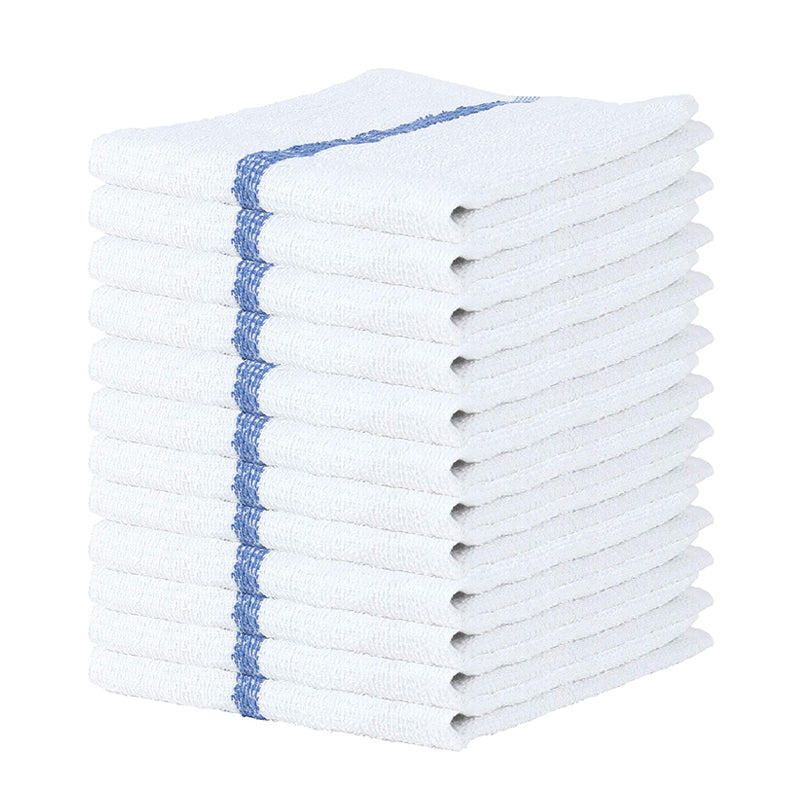 Bar Mop Towel 12-24 Pack Cleaning Kitchen Towels 16"x19" Cotton Blue Stripe