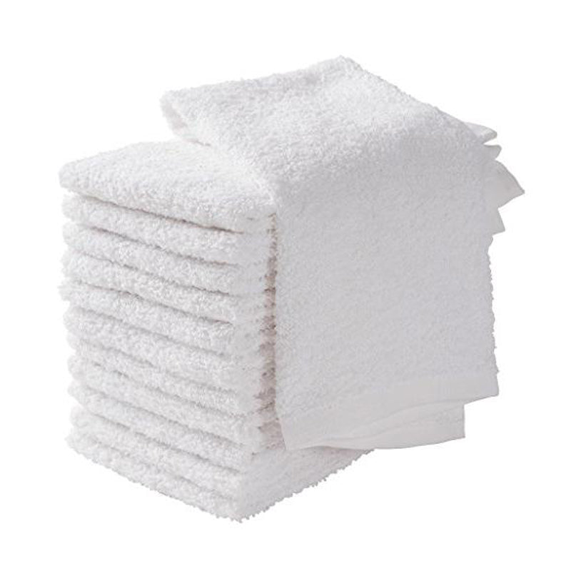 Talvania Bar Mop Towels 16”x19”, White Kitchen Bar Towel 12 Pack, 100% Cotton Ribbed Cleaning Cloths Rags, Super Absorbent Terry