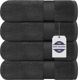 Soft Textiles Bath Towel 4 Pack 100% Cotton Ring Spun Bath Towels Set 27x54 Inches