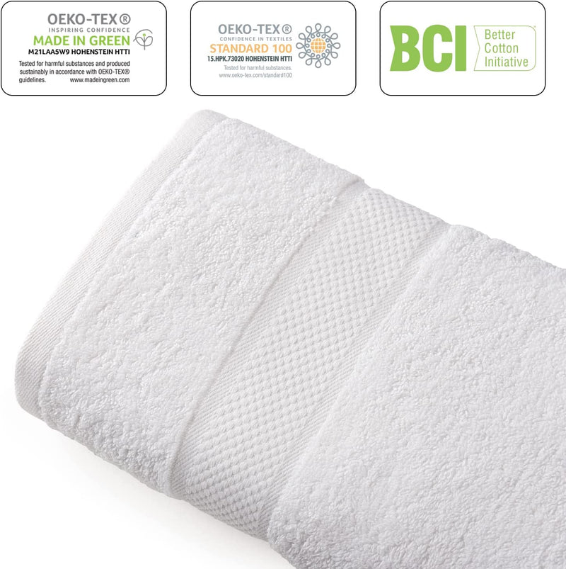 White Bath Towels, 100% Cotton 27x54