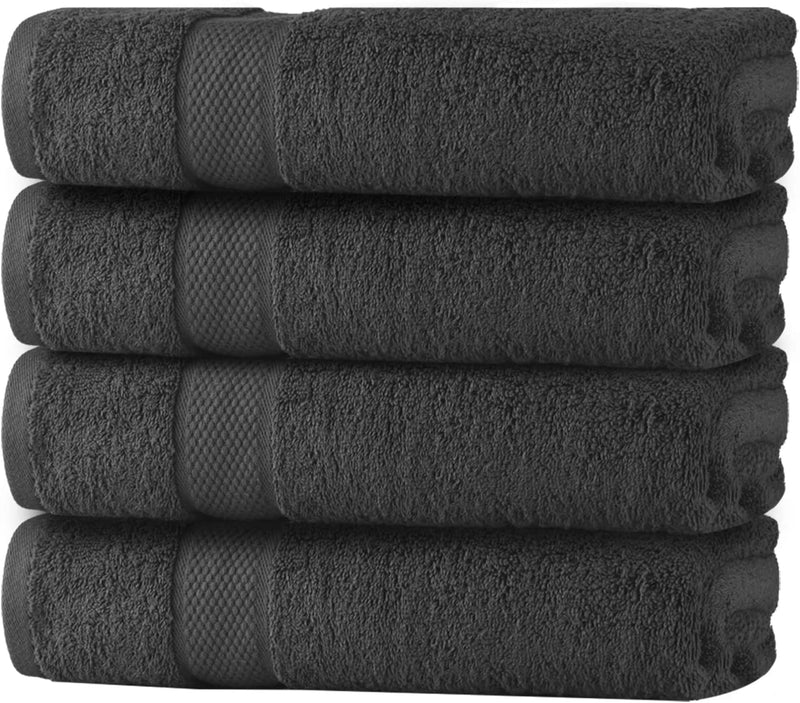 Set of 4 100% Cotton Absorbent and Function Kitchen Utility Towels - Dark  Gray
