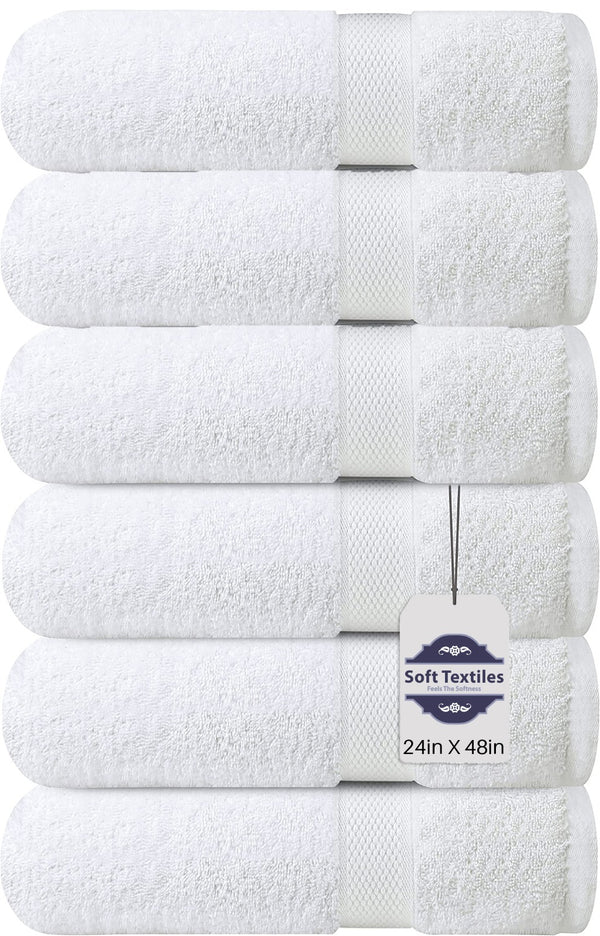 Buy 100% Cotton White Bath Towel | Shop 100% Cotton Bath Towels Online from Soft Textiles 22 x 44 Inches / 6 Pieces