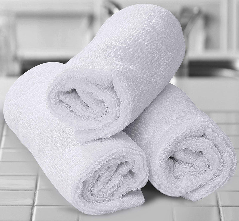 SUMMERMIA 12 Pack Bamboo Washcloths 13 x 13 Soft Wash Cloths for Your Face Towel, Wash Cloths for Your Body (White)